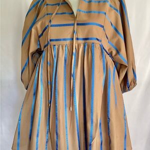 entro Tan Mini Dress with Blue Stripes